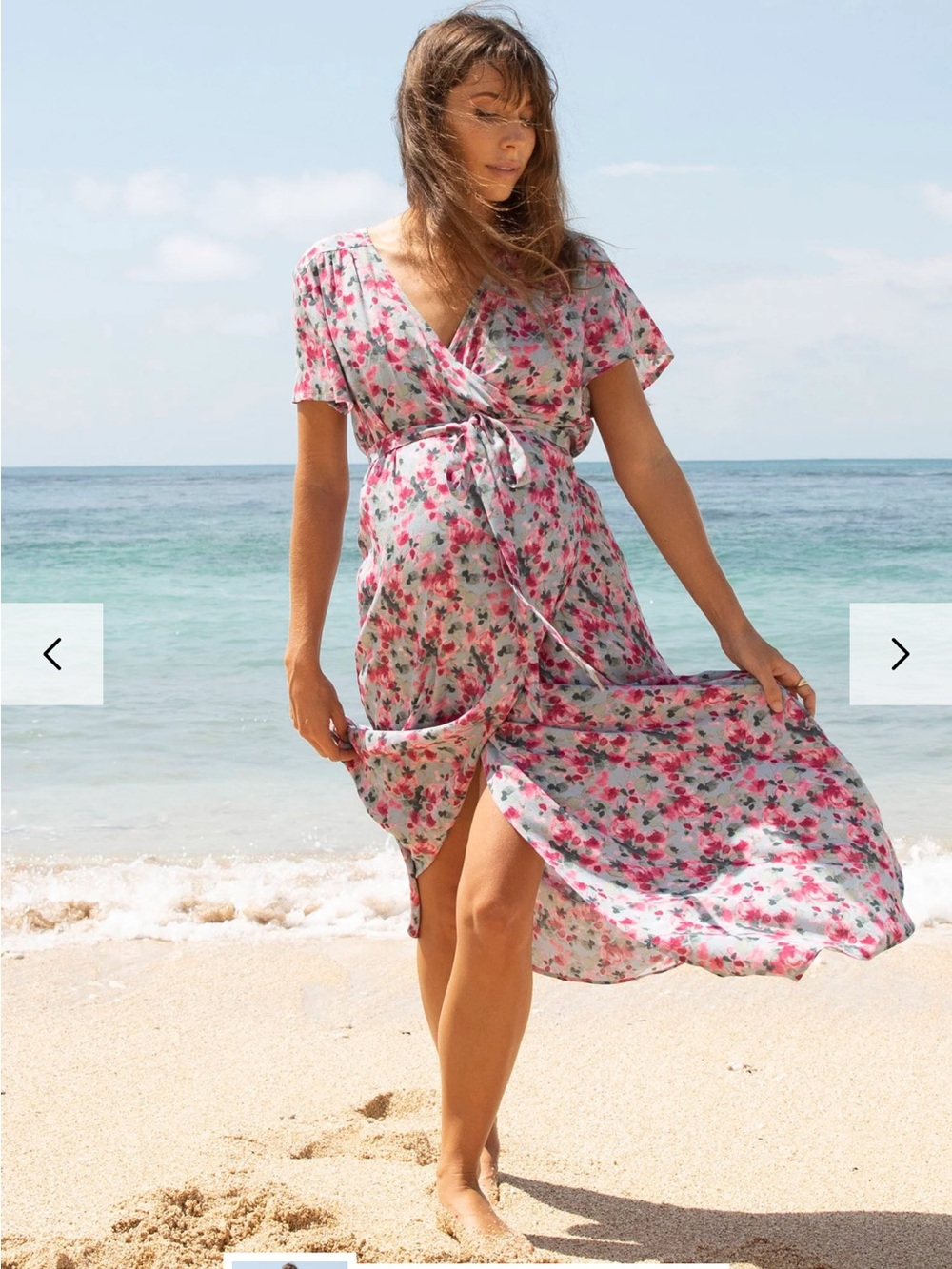 Angel Maternity and Nursing Watercolor Floral Wrap Dress Small